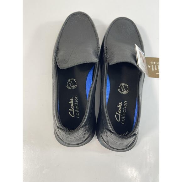 Clarks Flexway Step Shoes Mens Size 7.5 Black Leather Slip On Loafers New main image 6